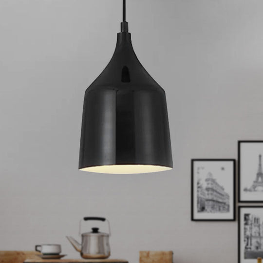 Contemporary Metal Bell Ceiling Hanging Light - Adjustable 1 Pendant In White/Black