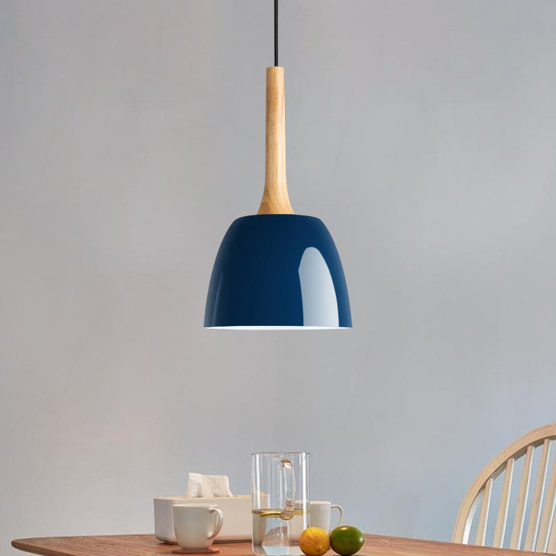 Modernist Metal Pendant Ceiling Light - Yellow/Blue/Green Domed Design Perfect For Dining Room