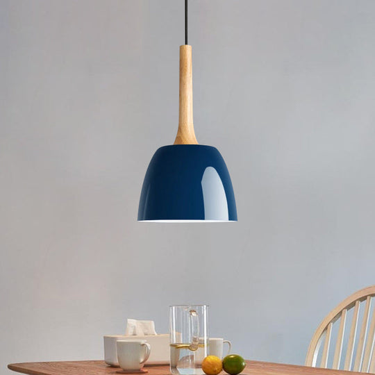Modernist Metal Pendant Ceiling Light - Yellow/Blue/Green Domed Design Perfect For Dining Room