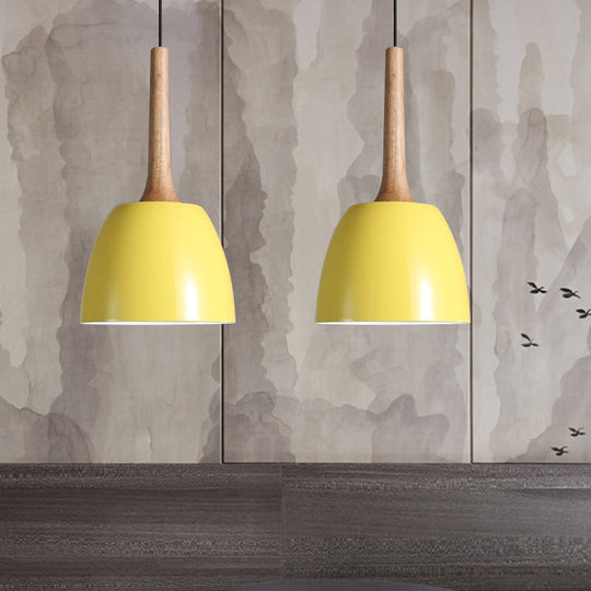 Modernist Metal Pendant Ceiling Light - Yellow/Blue/Green Domed Design Perfect For Dining Room