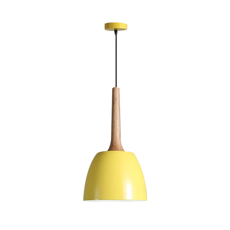 Modernist Metal Pendant Ceiling Light - Yellow/Blue/Green Domed Design Perfect For Dining Room