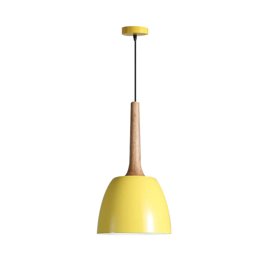 Modernist Metal Pendant Ceiling Light - Yellow/Blue/Green Domed Design Perfect For Dining Room