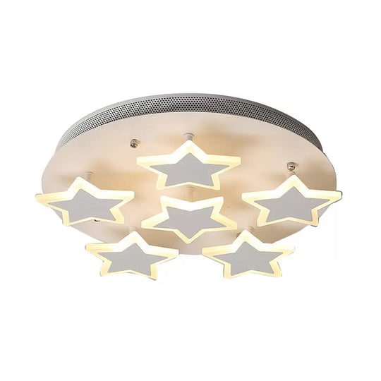 White Acrylic Starry Flush Ceiling Light For Girls Bedroom - Romantic Mount Fixture / 16’ Warm
