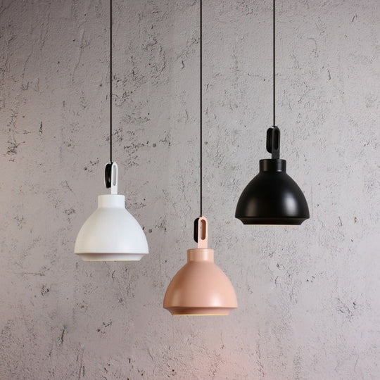 Nordic-Style Ceiling Hanging Lamp: 1-Head Pendant Light In Black/Grey
