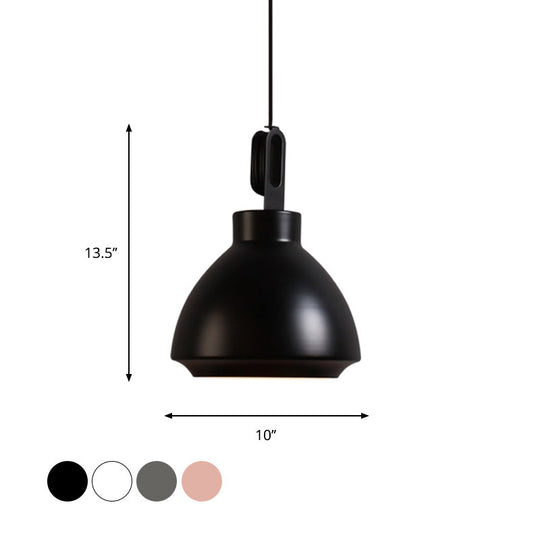 Nordic-Style Ceiling Hanging Lamp: 1-Head Pendant Light In Black/Grey