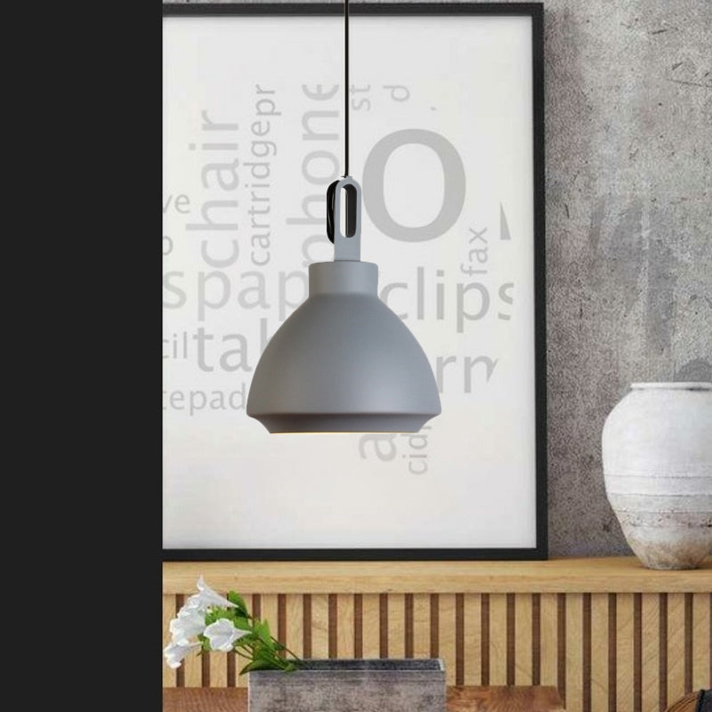 Nordic-Style Ceiling Hanging Lamp: 1-Head Pendant Light In Black/Grey Grey