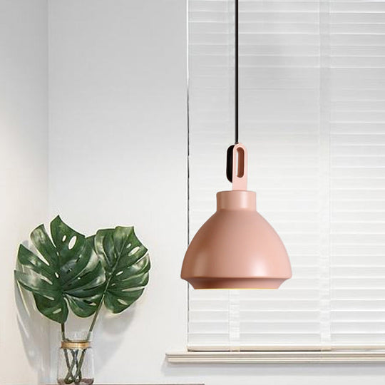 Nordic-Style Ceiling Hanging Lamp: 1-Head Pendant Light In Black/Grey Pink