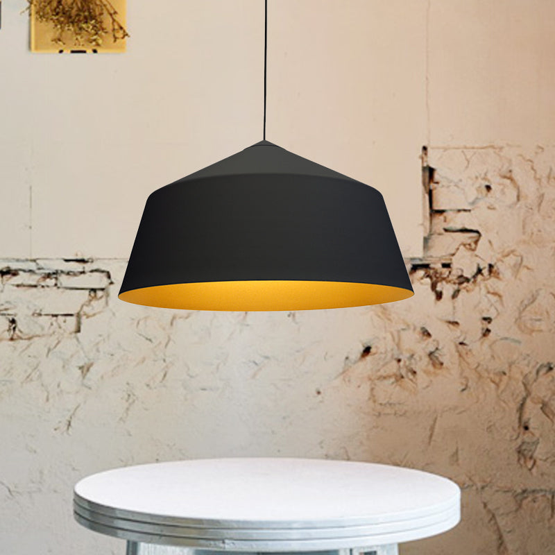Retro Tapered Shade Pendant Lighting - 6/10.5/12.5 Width Metallic Hanging Ceiling Light: Black/White