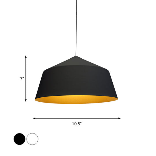 Retro Tapered Shade Pendant Lighting - 6/10.5/12.5 Width Metallic Hanging Ceiling Light: Black/White