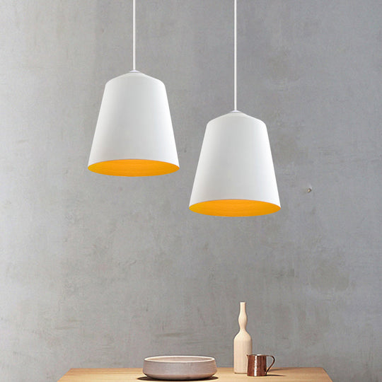 Retro Tapered Shade Pendant Lighting - 6/10.5/12.5 Width Metallic Hanging Ceiling Light: Black/White