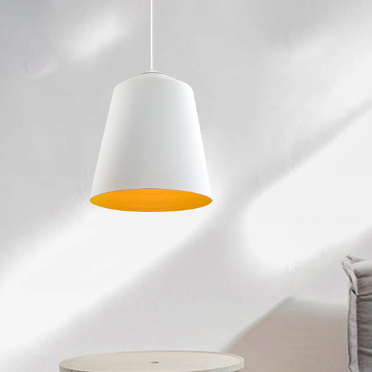 Retro Tapered Shade Pendant Lighting - 6/10.5/12.5 Width Metallic Hanging Ceiling Light: Black/White