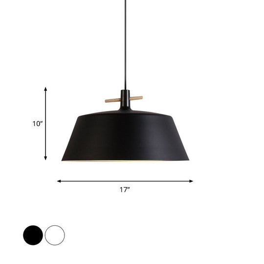 Contemporary Metallic Pendant Lamp With Shade - Black/White