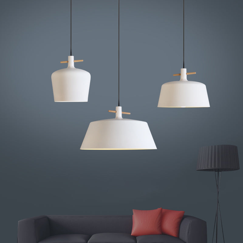 Contemporary Metallic Pendant Lamp With Shade - Black/White White / B