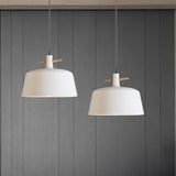 Contemporary Metallic Pendant Lamp With Shade - Black/White