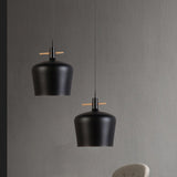 Contemporary Metallic Pendant Lamp With Shade - Black/White Black / A
