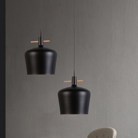 Contemporary Metallic Pendant Lamp With Shade - Black/White Black / A