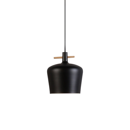 Contemporary Metallic Pendant Lamp With Shade - Black/White