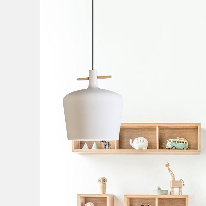 Contemporary Metallic Pendant Lamp With Shade - Black/White