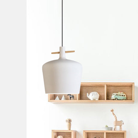 Contemporary Metallic Pendant Lamp With Shade - Black/White