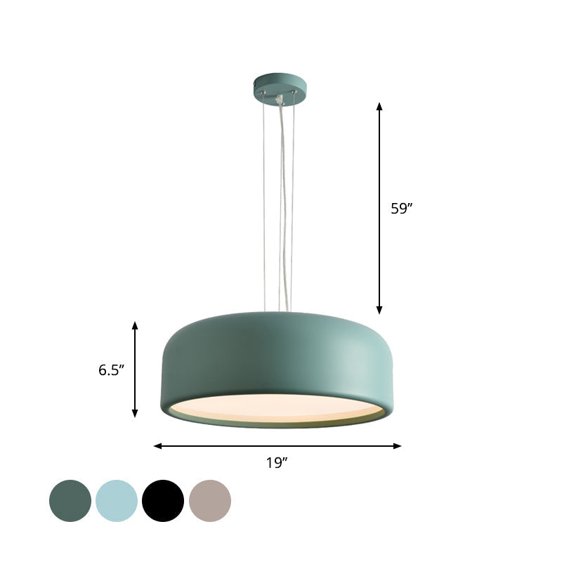 Metallic Restaurant Pendant Light Fixture - Khaki/Black Drum Shade With Macaron Style 1 Bulb