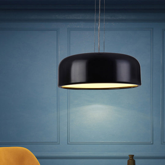Metallic Macaron Style Pendant Light Fixture | Khaki/Black Drum Shade 1 Bulb Restaurant Ceiling