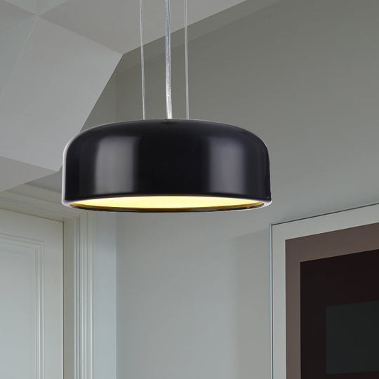 Metallic Macaron Style Pendant Light Fixture | Khaki/Black Drum Shade 1 Bulb Restaurant Ceiling