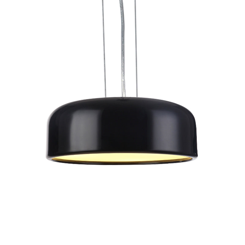 Metallic Restaurant Pendant Light Fixture - Khaki/Black Drum Shade With Macaron Style 1 Bulb