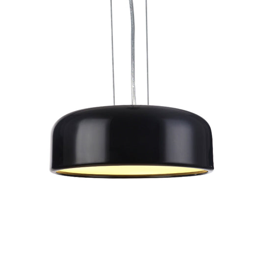Metallic Restaurant Pendant Light Fixture - Khaki/Black Drum Shade With Macaron Style 1 Bulb