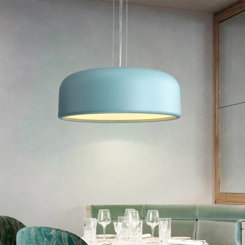 Metallic Macaron Style Pendant Light Fixture | Khaki/Black Drum Shade 1 Bulb Restaurant Ceiling