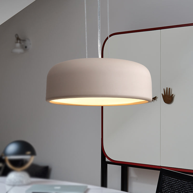 Metallic Macaron Style Pendant Light Fixture | Khaki/Black Drum Shade 1 Bulb Restaurant Ceiling