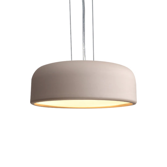 Metallic Macaron Style Pendant Light Fixture | Khaki/Black Drum Shade 1 Bulb Restaurant Ceiling