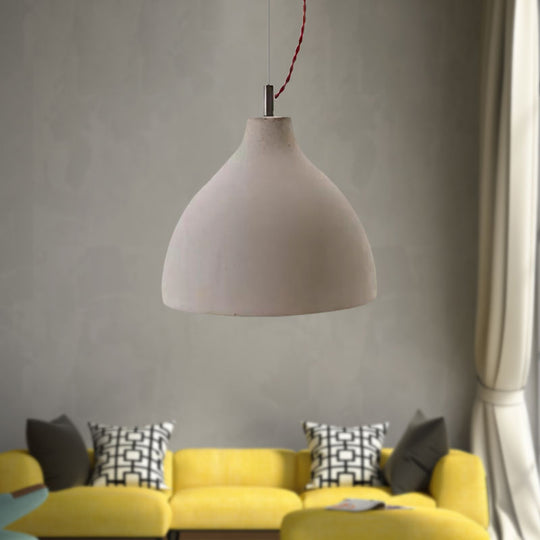 Industrial Domed Pendant Lighting In Grey - 1 Light Cement Ceiling Lamp