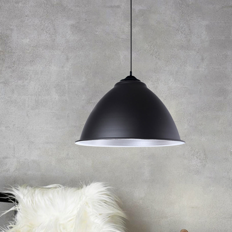 Metallic Industrial Hanging Ceiling Light With Adjustable Cord - 1 Head Pendant Lamp