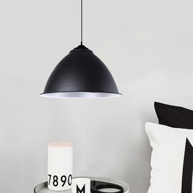 Metallic Industrial Hanging Ceiling Light With Adjustable Cord - 1 Head Pendant Lamp