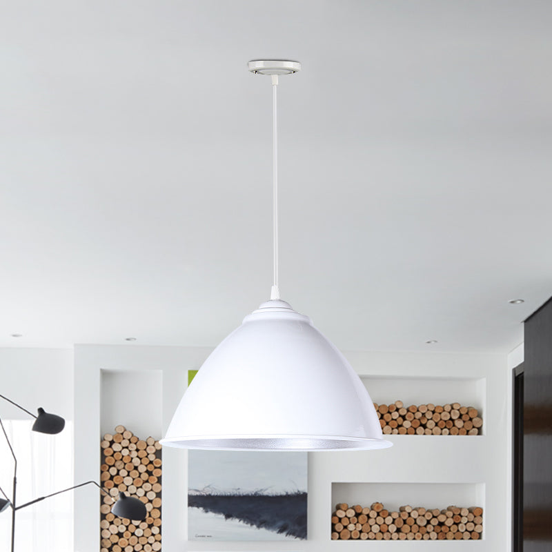 Metallic Domed Hanging Ceiling Light - Industrial Pendant Lamp With Adjustable Cord In