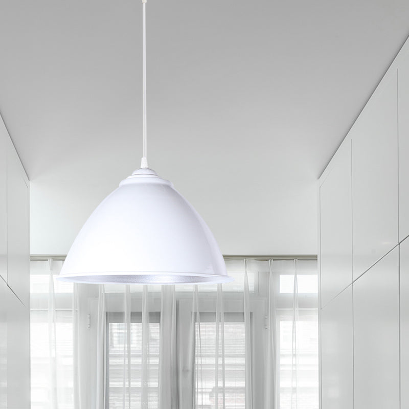 Metallic Industrial Hanging Ceiling Light With Adjustable Cord - 1 Head Pendant Lamp