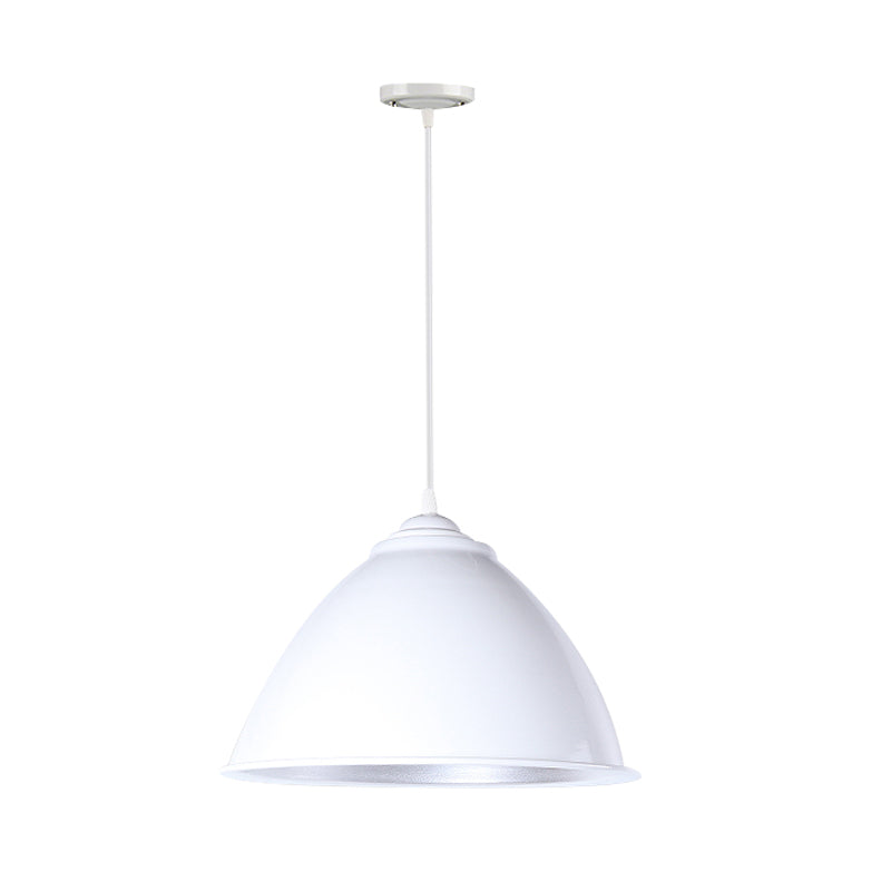 Metallic Industrial Hanging Ceiling Light With Adjustable Cord - 1 Head Pendant Lamp