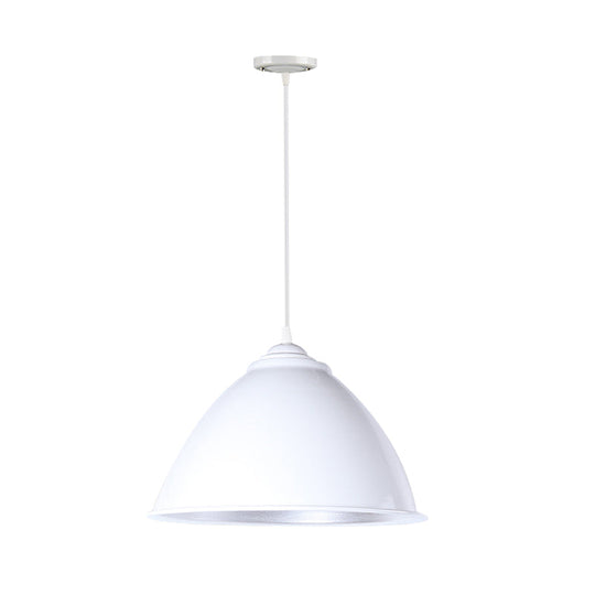 Metallic Industrial Hanging Ceiling Light With Adjustable Cord - 1 Head Pendant Lamp