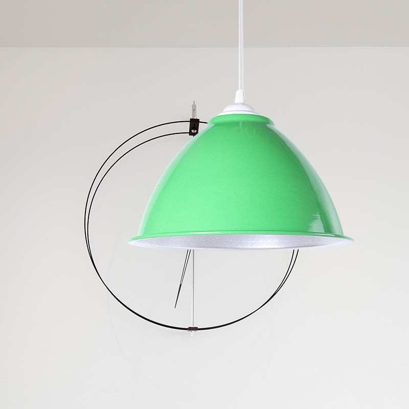 Metallic Industrial Hanging Ceiling Light With Adjustable Cord - 1 Head Pendant Lamp