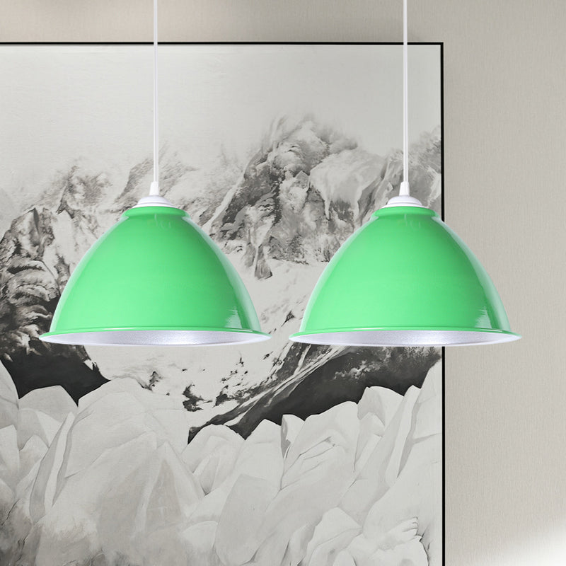 Metallic Industrial Hanging Ceiling Light With Adjustable Cord - 1 Head Pendant Lamp