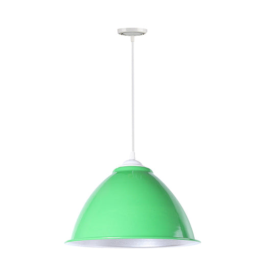 Metallic Domed Hanging Ceiling Light - Industrial Pendant Lamp With Adjustable Cord In