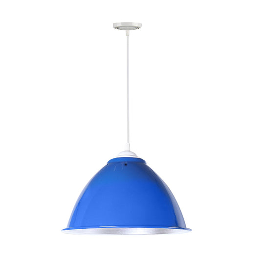 Metallic Industrial Hanging Ceiling Light With Adjustable Cord - 1 Head Pendant Lamp