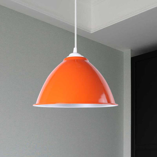 Metallic Industrial Hanging Ceiling Light With Adjustable Cord - 1 Head Pendant Lamp