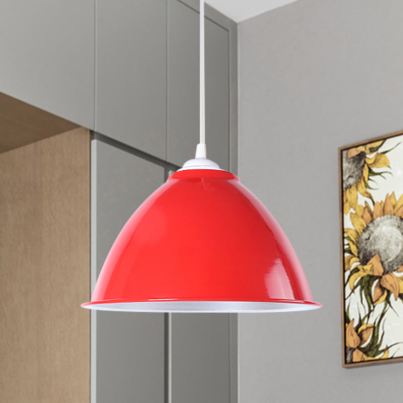 Metallic Industrial Hanging Ceiling Light With Adjustable Cord - 1 Head Pendant Lamp