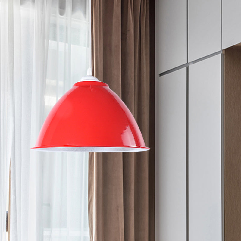 Metallic Industrial Hanging Ceiling Light With Adjustable Cord - 1 Head Pendant Lamp