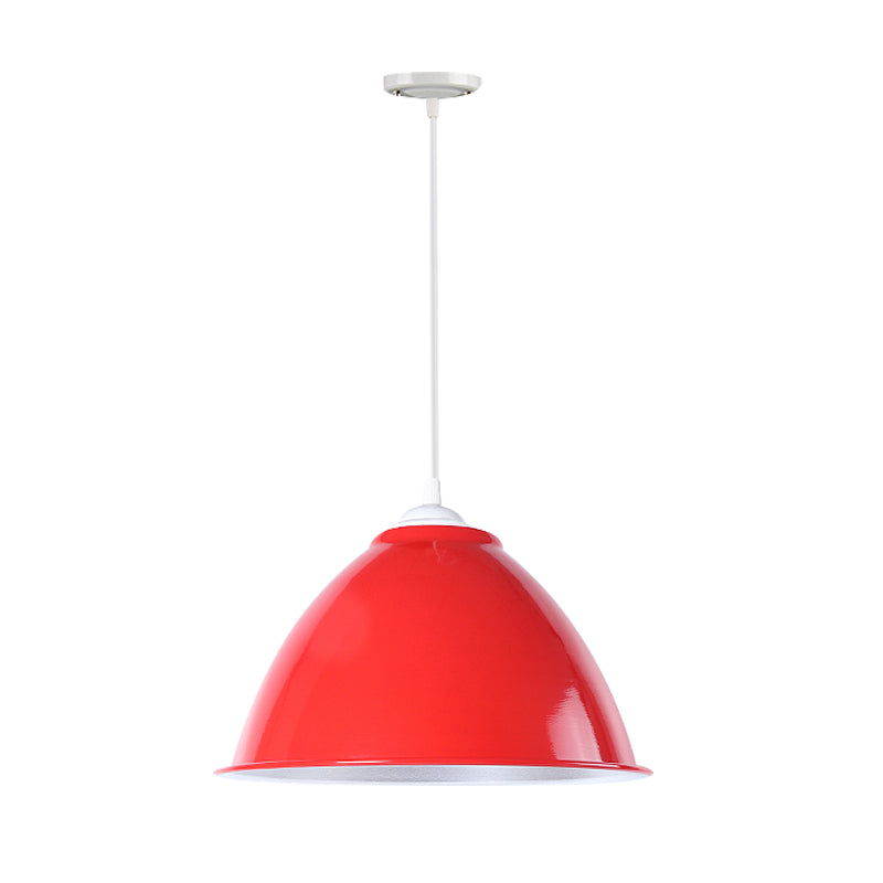 Metallic Industrial Hanging Ceiling Light With Adjustable Cord - 1 Head Pendant Lamp