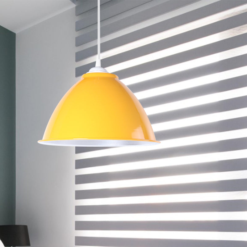 Metallic Industrial Hanging Ceiling Light With Adjustable Cord - 1 Head Pendant Lamp