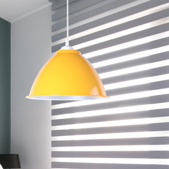 Metallic Industrial Hanging Ceiling Light With Adjustable Cord - 1 Head Pendant Lamp