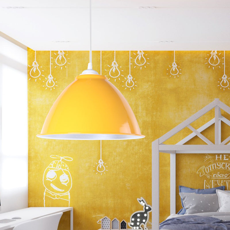 Metallic Industrial Hanging Ceiling Light With Adjustable Cord - 1 Head Pendant Lamp