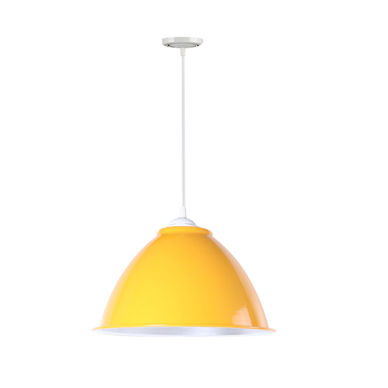 Metallic Industrial Hanging Ceiling Light With Adjustable Cord - 1 Head Pendant Lamp